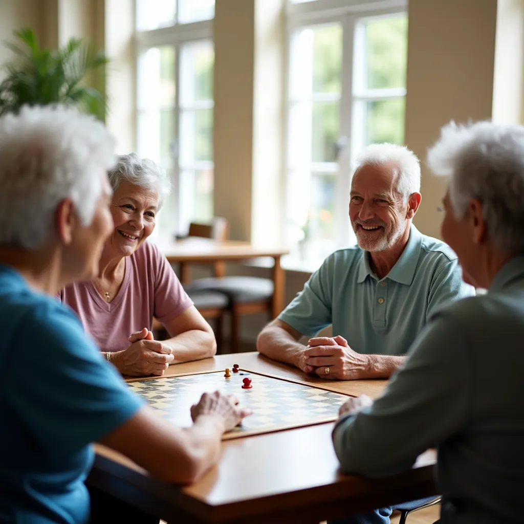 Bureau d'accueil dans un centre pour seniors.